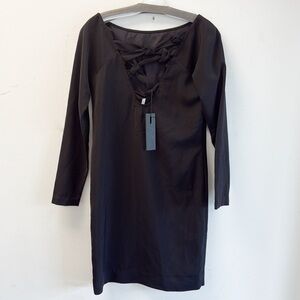Tony Cohen Black Open Back Long Sleeve Dress